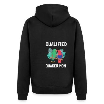 Blue Quaker Parrot Mom - Unisex Premium Bio Zip Hoodie - Schwarz - Hinten - Nico (187cm)