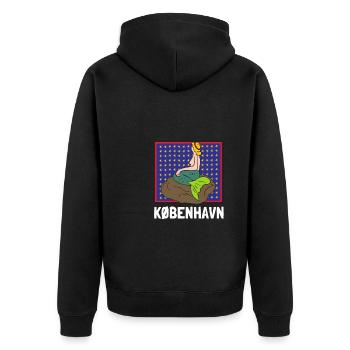 Kobenhavn Denmark Danish Kobenhaven Mermaid - Unisex Premium Bio Zip Hoodie - Schwarz - Hinten - Nico (187cm)