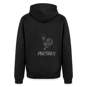 Galo De Barcelos Portuguese Rooster - Unisex Premium Bio Zip Hoodie - Schwarz - Hinten - Nico (187cm)