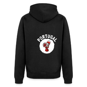 Galo De Barcelos Portuguese Rooster - Unisex Premium Bio Zip Hoodie - Schwarz - Hinten - Nico (187cm)