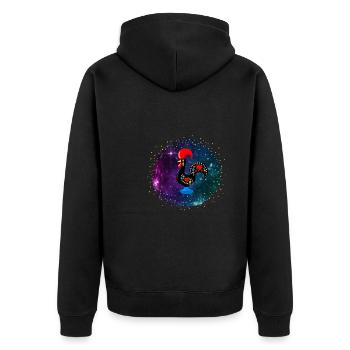 Galo De Barcelos Portuguese Rooster - Unisex Premium Bio Zip Hoodie - Schwarz - Hinten - Nico (187cm)