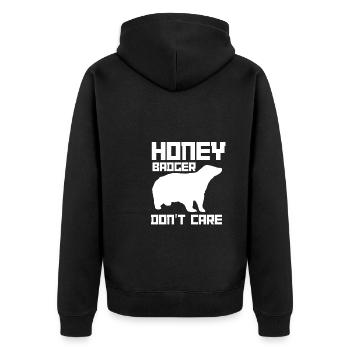 Honey Badger Don't Care - Unisex Premium Bio Zip Hoodie - Schwarz - Hinten - Nico (187cm)