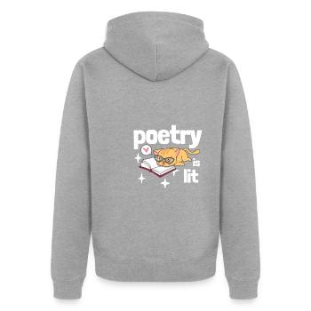 Poetry Is Lit - Unisex Premium Bio Zip Hoodie - Grau meliert - Hinten - Nico (187cm)