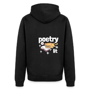 Poetry Is Lit - Unisex Premium Bio Zip Hoodie - Schwarz - Hinten - Nico (187cm)