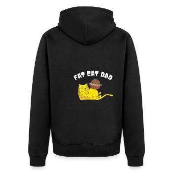 Fat Cat Obesity - Unisex Premium Organic Zip Hoodie - black - Back - Nico (187cm)