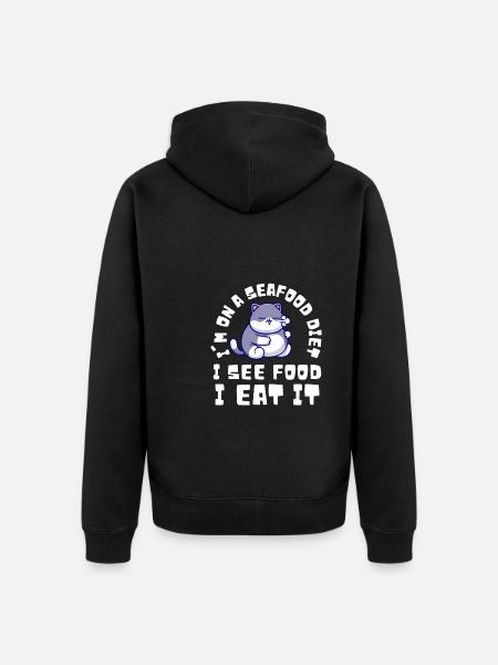 Fat Cat Obesity - Unisex Premium Organic Zip Hoodie - black
