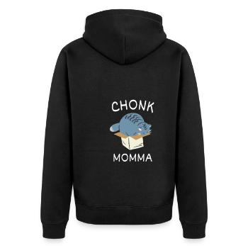 Chonk Cat Obesity - Unisex Premium Bio Zip Hoodie - Schwarz - Hinten - Nico (187cm)