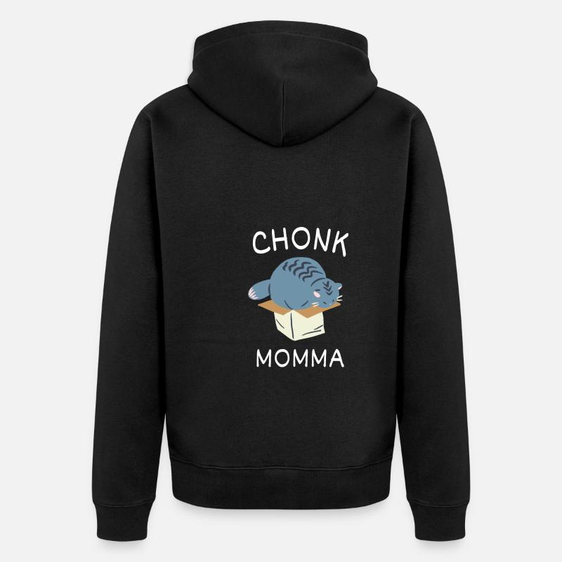 Chonk Cat Obésité - Veste à capuche bio Premium Unisexe - noir