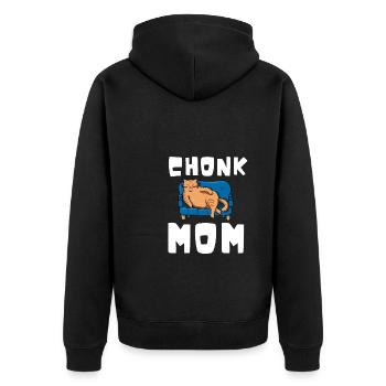 Chonk Cat Obesity - Unisex Premium Bio Zip Hoodie - Schwarz - Hinten - Nico (187cm)