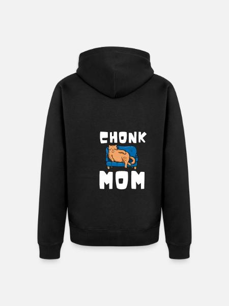 Chonk Cat Obesity - Unisex Premium Organic Zip Hoodie - black
