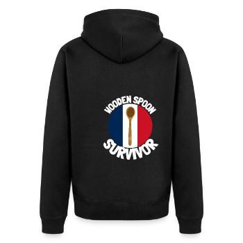 J’ai survécu à la cuillère de bois - Parenting - Veste à capuche bio Premium Unisexe - noir - Dos - Nico (187cm)