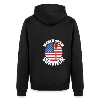 J’ai survécu à la cuillère de bois - Parenting - Veste à capuche bio Premium Unisexe - noir - Dos - Nico (187cm)