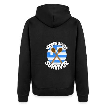 J’ai survécu à la cuillère de bois - Parenting - Veste à capuche bio Premium Unisexe - noir - Dos - Nico (187cm)