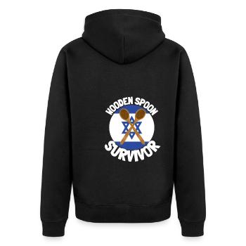 J’ai survécu à la cuillère de bois - Parenting - Veste à capuche bio Premium Unisexe - noir - Dos - Nico (187cm)