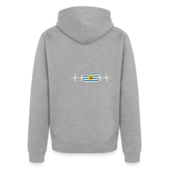 United Kingdom Hertfordshire Flag - Unisex Premium Bio Zip Hoodie - Grau meliert - Hinten - Nico (187cm)