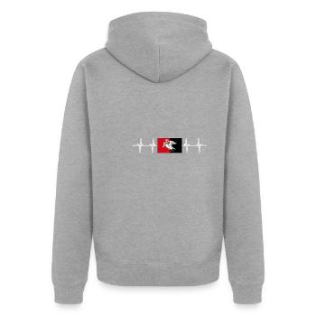 United Kingdom Buckinghamshire Flag - Unisex Premium Bio Zip Hoodie - Grau meliert - Hinten - Nico (187cm)