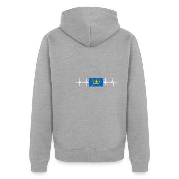 United Kingdom Suffolk Flag - Unisex Premium Bio Zip Hoodie - Grau meliert - Hinten - Nico (187cm)
