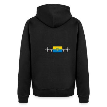 Poland Opole Flag - Unisex Premium Bio Zip Hoodie - Schwarz - Hinten - Nico (187cm)