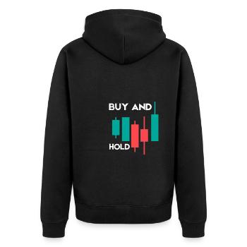 Investment Strategy Buy And Hold - Unisex Premium Organic Zip Hoodie - black - Back - Nico (187cm)