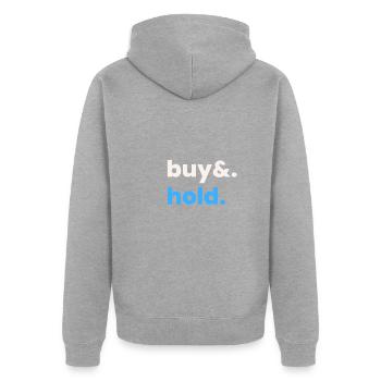 Investment Strategy Buy And Hold - Unisex Premium Bio Zip Hoodie - Grau meliert - Hinten - Nico (187cm)