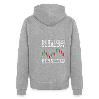 Investment Strategy Buy And Hold - Unisex Premium Bio Zip Hoodie - Grau meliert - Hinten - Nico (187cm)