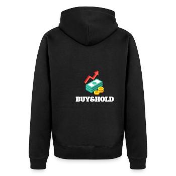 Investment Strategy Buy And Hold - Unisex Premium Organic Zip Hoodie - black - Back - Nico (187cm)