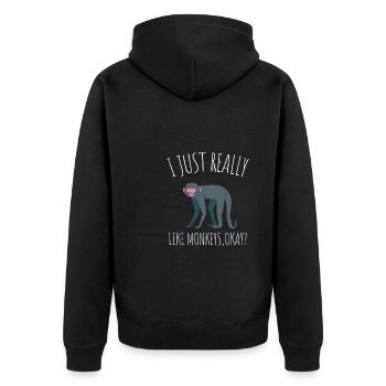 J’aime vraiment les singes ok? - Veste à capuche bio Premium Unisexe - noir - Dos - Nico (187cm)