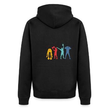 Kettlebell Workout Retro Fitness Gym - Unisex Premium Bio Zip Hoodie - Schwarz - Hinten - Nico (187cm)