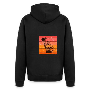 Kettlebell Workout Retro Fitness Gym - Unisex Premium Bio Zip Hoodie - Schwarz - Hinten - Nico (187cm)