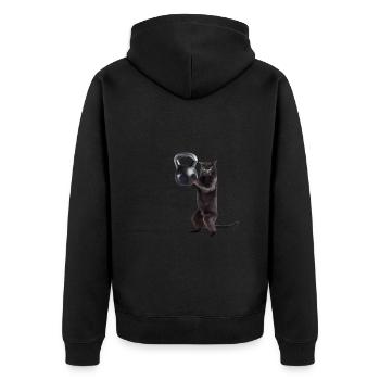 Kettlebell Workout Retro Fitness Gym - Unisex Premium Bio Zip Hoodie - Schwarz - Hinten - Nico (187cm)