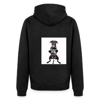 Kettlebell Workout Retro Fitness Gym - Unisex Premium Bio Zip Hoodie - Schwarz - Hinten - Nico (187cm)