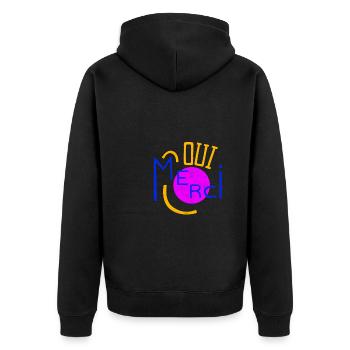 Oui Oui Merci - Unisex Premium Bio Zip Hoodie - Schwarz - Hinten - Nico (187cm)