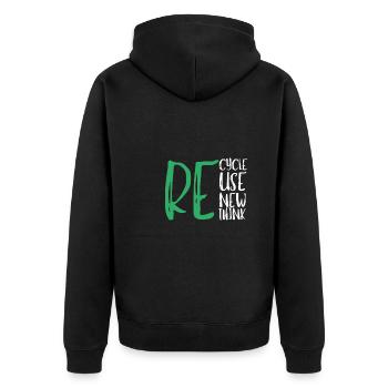 Recycle Reuse Renew Rethink Wind Turbine - Wind - Unisex Premium Bio Zip Hoodie - Schwarz - Hinten - Nico (187cm)