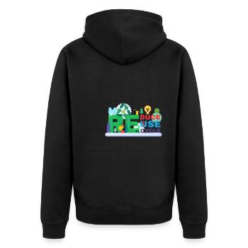 Recycle Reuse Renew Rethink Wind Turbine - Wind - Unisex Premium Bio Zip Hoodie - Schwarz - Hinten - Nico (187cm)