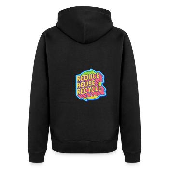Recycle Reuse Renew Rethink Wind Turbine - Wind - Unisex Premium Bio Zip Hoodie - Schwarz - Hinten - Nico (187cm)