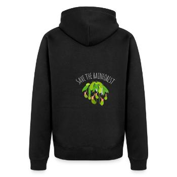 Save The Rainforest - Unisex Premium Organic Zip Hoodie - black - Back - Nico (187cm)