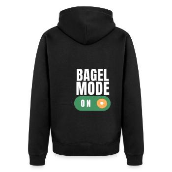 Sesame Bagel New York Jewish Deli - Unisex Premium Bio Zip Hoodie - Schwarz - Hinten - Nico (187cm)