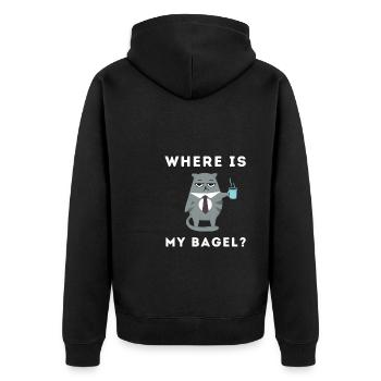 Sesame Bagel New York Jewish Deli - Unisex Premium Bio Zip Hoodie - Schwarz - Hinten - Nico (187cm)
