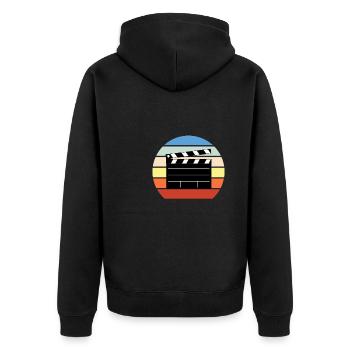 Vintage Film Clapper Director Musical Actor - Unisex Premium Organic Zip Hoodie - black - Back - Nico (187cm)
