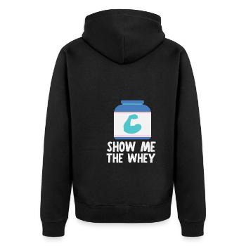 Show The Whey Protein Powder - Unisex Premium Bio Zip Hoodie - Schwarz - Hinten - Nico (187cm)