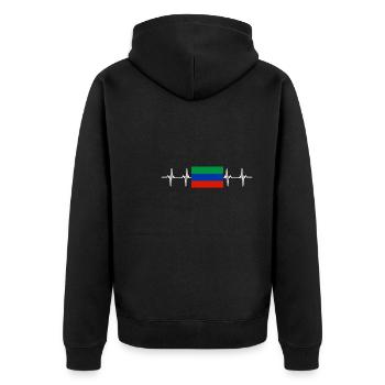 Drapeau russe - Daghestan - Veste à capuche bio Premium Unisexe - noir - Dos - Nico (187cm)
