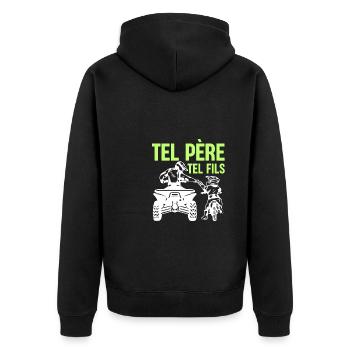 Tel Père Tel Fils Quad Antenne Cubique Moto - Unisex Premium Bio Zip Hoodie - Schwarz - Hinten - Nico (187cm)