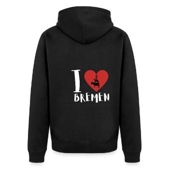 Bremen Town Musicians - Unisex Premium Bio Zip Hoodie - Schwarz - Hinten - Nico (187cm)