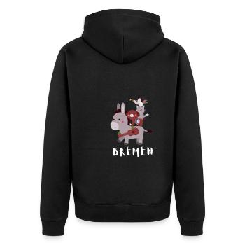 Bremen Town Musicians - Unisex Premium Bio Zip Hoodie - Schwarz - Hinten - Nico (187cm)