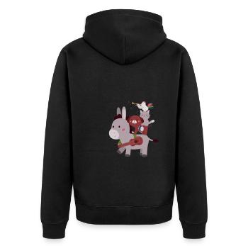 Bremen Town Musicians - Unisex Premium Bio Zip Hoodie - Schwarz - Hinten - Nico (187cm)