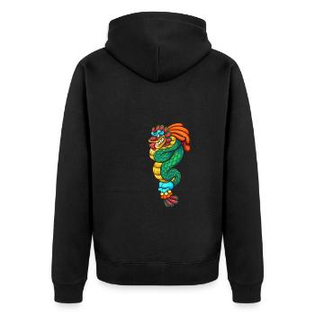 Calendrier aztèque - Quetzalcoatl - Veste à capuche bio Premium Unisexe - noir - Dos - Nico (187cm)
