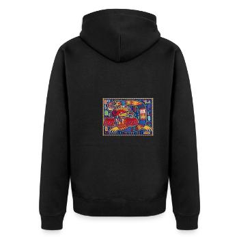Calendrier aztèque - Quetzalcoatl - Veste à capuche bio Premium Unisexe - noir - Dos - Nico (187cm)