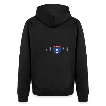 California This Place - Unisex Premium Organic Zip Hoodie - black - Back - Nico (187cm)