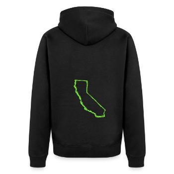California This Place - Unisex Premium Organic Zip Hoodie - black - Back - Nico (187cm)