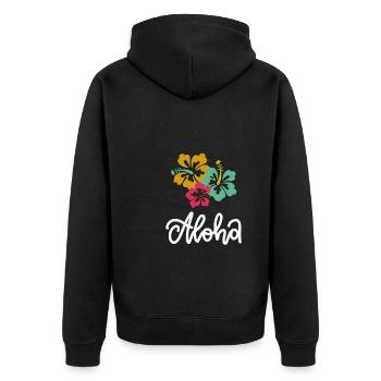 Waikiki Honolulu Island - Unisex Premium Bio Zip Hoodie - Schwarz - Hinten - Nico (187cm)
